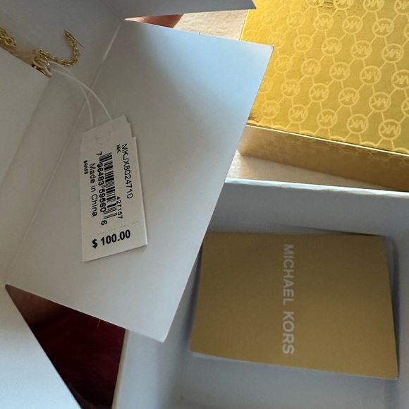 Michael Kors gold necklace logo paved diamonds 19 inches MKJX 8024710 - Picture 6 of 6